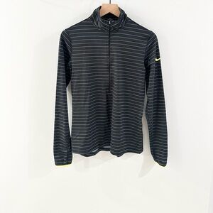 Nike Dry Fit Pinstripe Quarter Zip Pullover Black Size Large